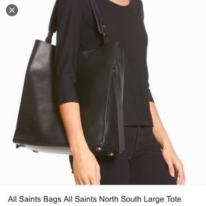 AllSaints North South Large Tote in Black